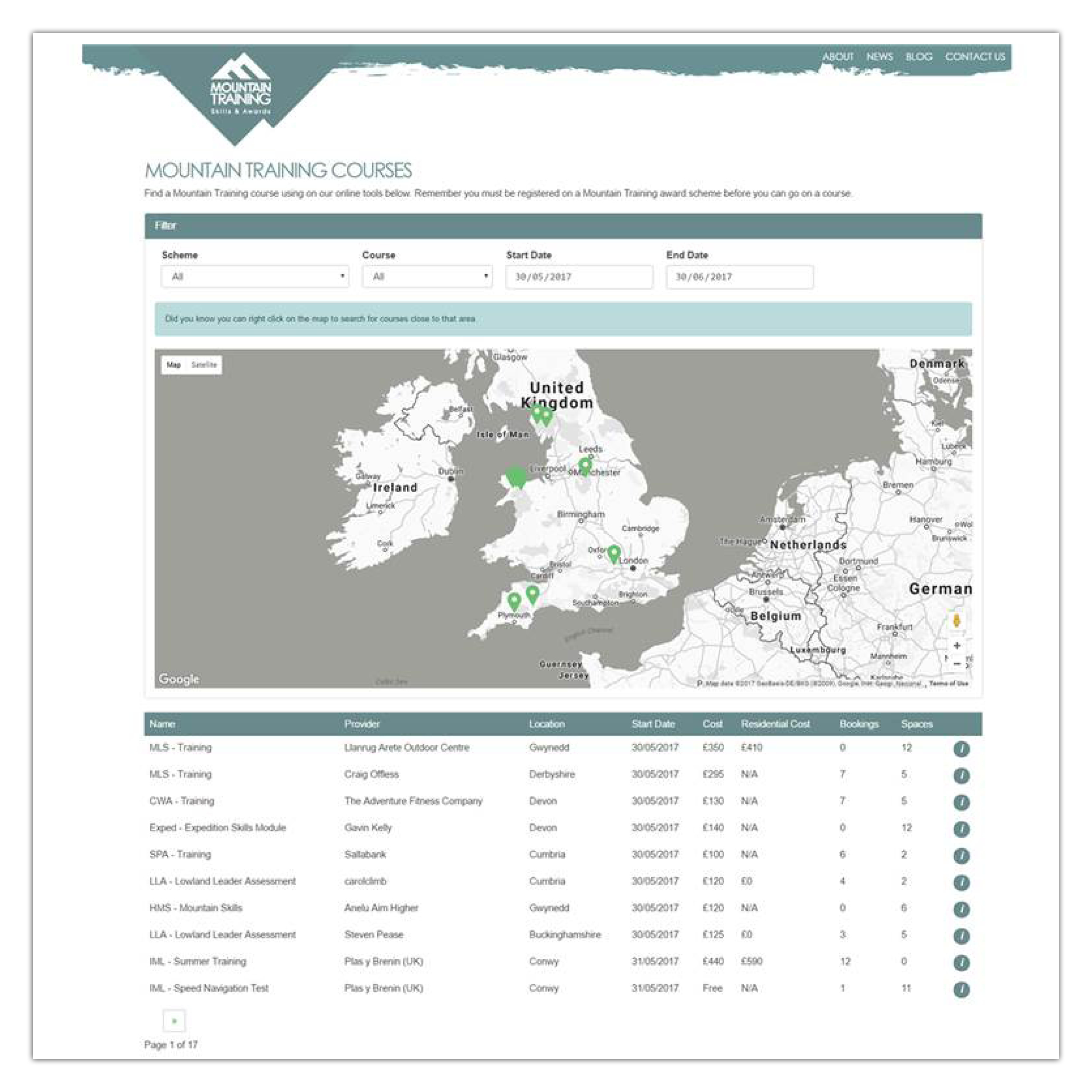 The image shows how we have implemented this functionality on a large scale for our partners at Mountain Training.